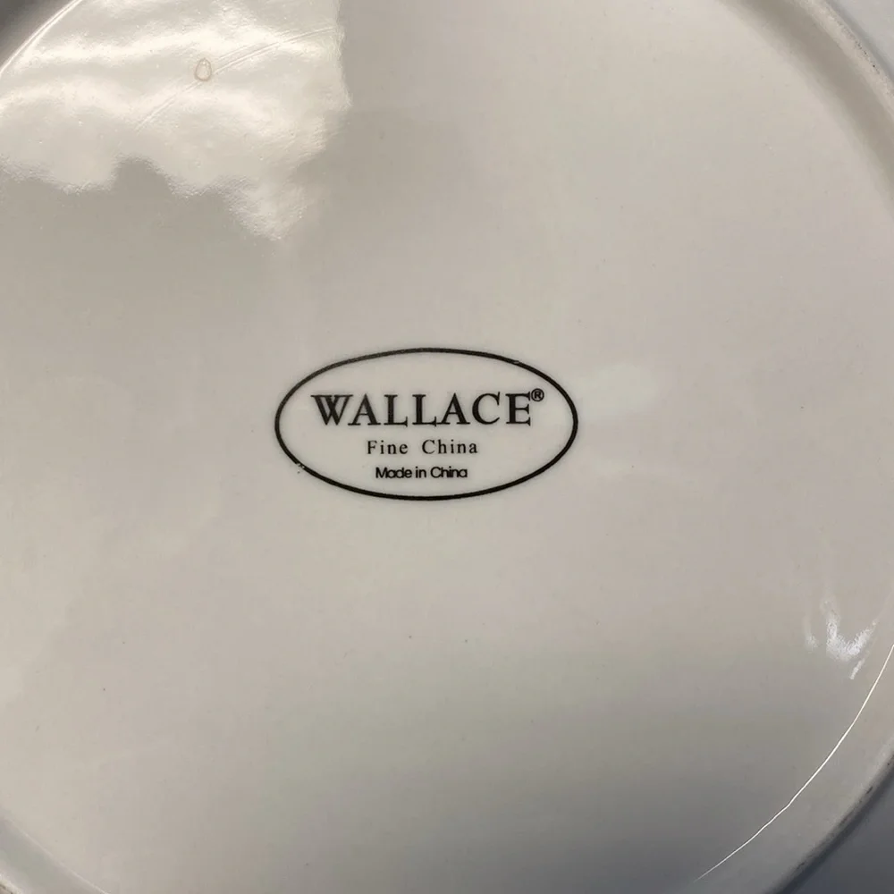 2-Wallace Porcelain and Platinum Dinner Plates 10-5/8 inch (set of two)